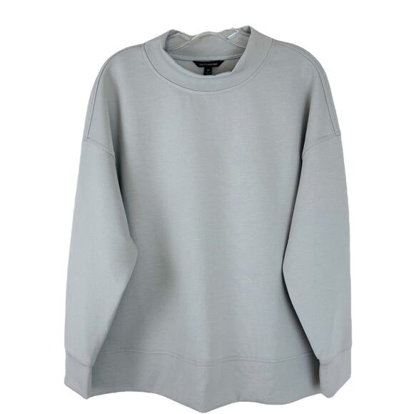 Banana Republic grey boxy mock neck stretchy pullover top medium - Picture 1 of 7